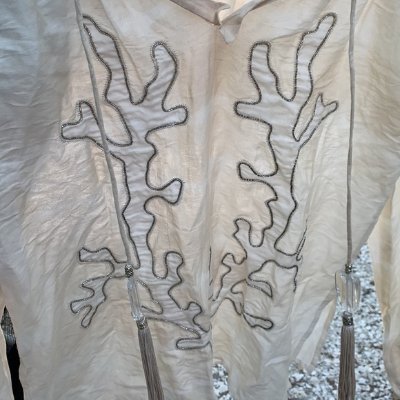 TASHIA London Boho tassels beaded coral Top Size‎ Small Summer cream vacation - Picture 3 of 13